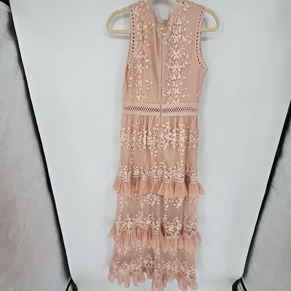 Aqua Womens Blush Embroidered Flounce Maxi Party Night Out Dress Medium - Picture 4 of 13